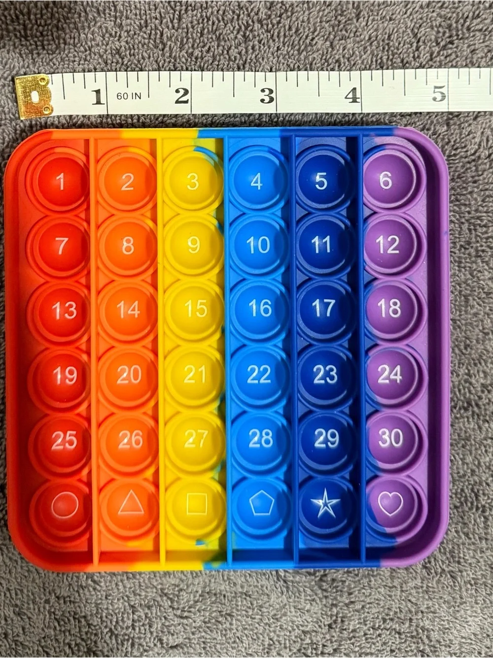 Rainbow Alphabet Pop Fidget Toy - Multicolor Silicone Sensory Square
